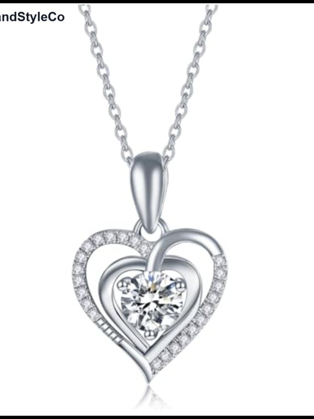 925 Sterling Silver Moissanite Heart Pendant Necklace for Women
